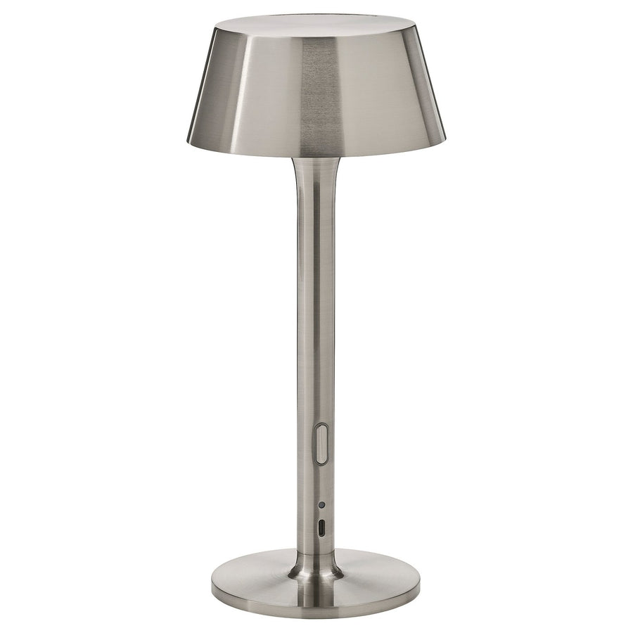 AVHÅLL LED portable lamp, battery-operated dimmable/nickel-plated outdoor, 29 cm