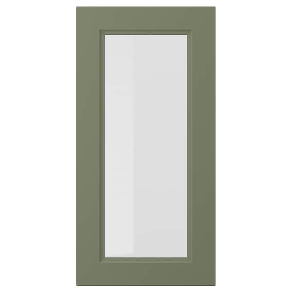 AXSTAD glass door, grey-green, 40x80 cm