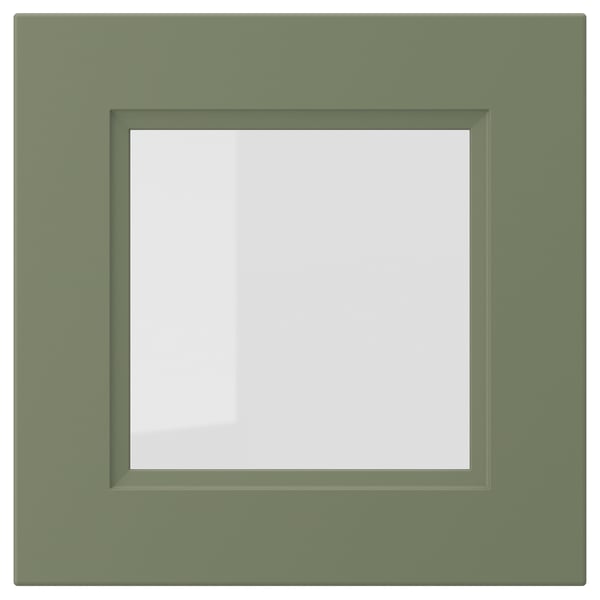 AXSTAD glass door, grey-green, 40x40 cm