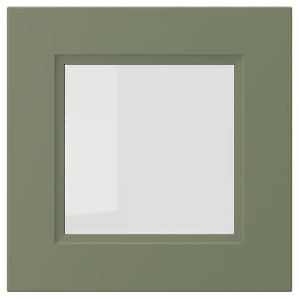 AXSTAD glass door, grey-green, 40x40 cm