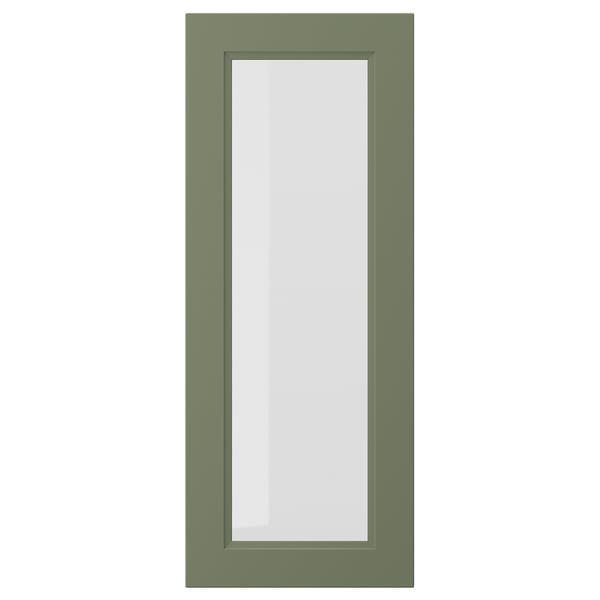 AXSTAD glass door, grey-green, 40x100 cm