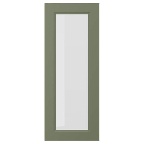 AXSTAD glass door, grey-green, 40x100 cm