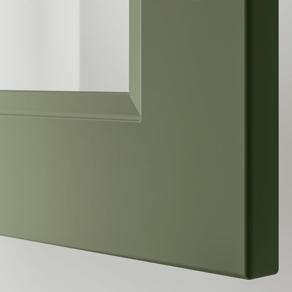 AXSTAD glass door, grey-green, 30x80 cm