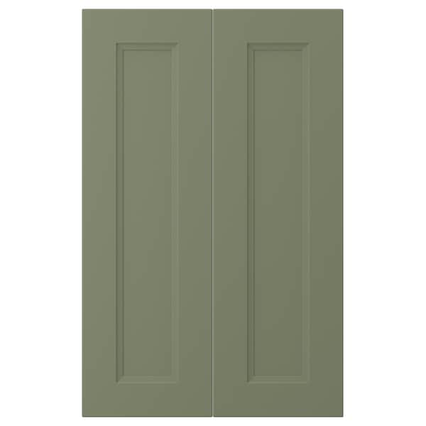 AXSTAD 2-p door f corner base cabinet set, grey-green, 26x80 cm