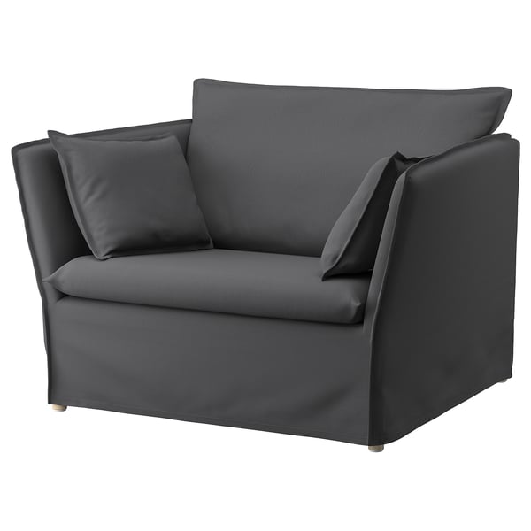 BACKSÄLEN cover for 1,5-seat armchair, Hallarp grey