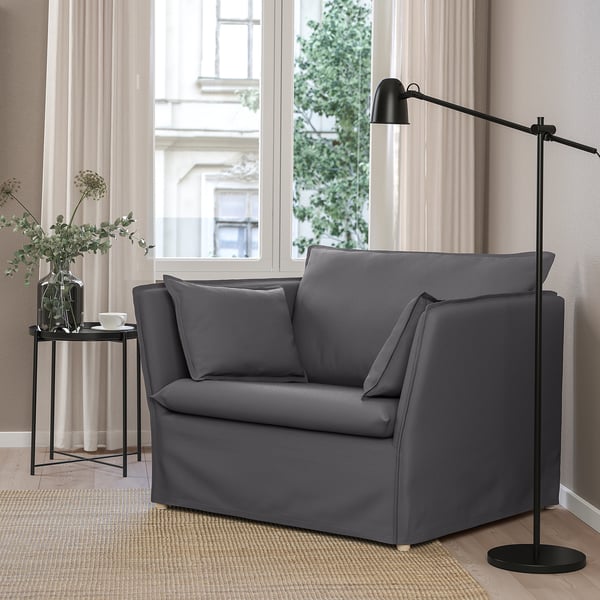 BACKSÄLEN 1,5-seat armchair, Hallarp grey, 115x85x94 cm
