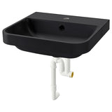 BACKSJÖN semi-recessed wash-basin w watr trp, black, 50x43 cm