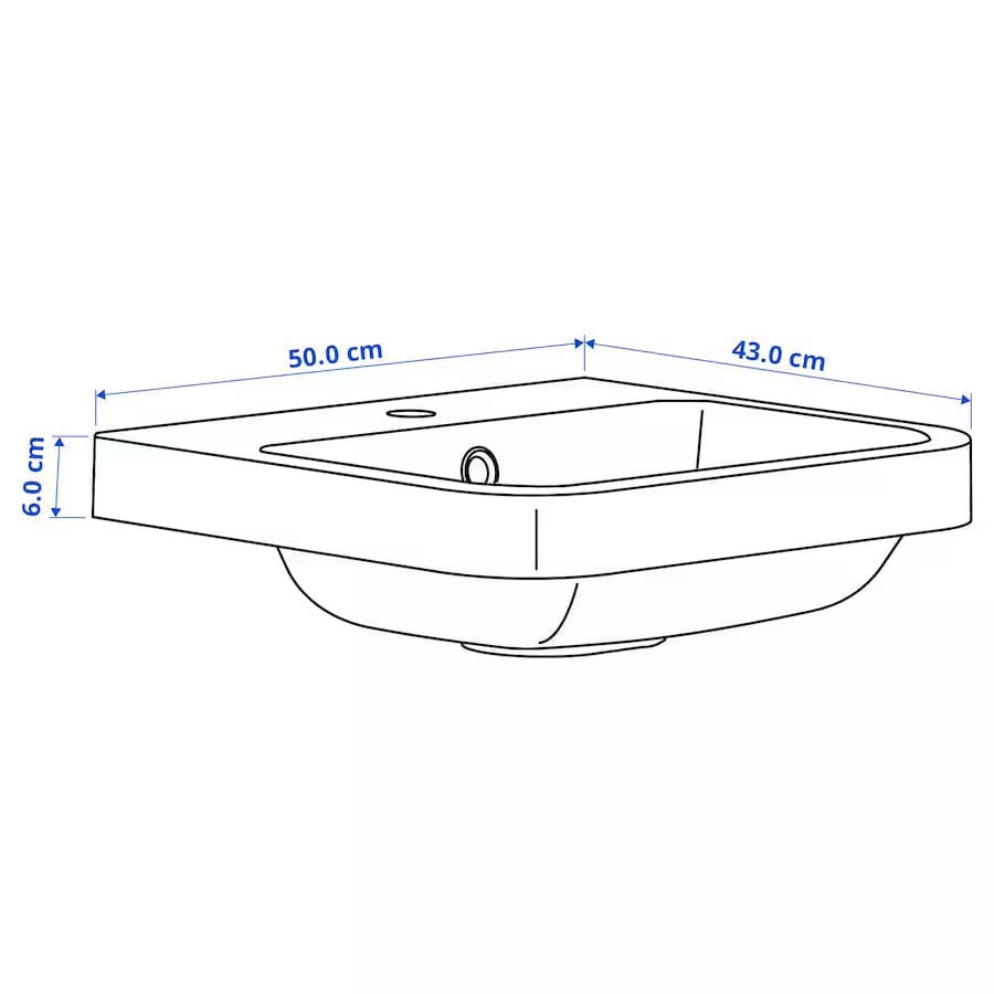 Ikea BACKSJÖN Semi-recessed washbasin, black, 50x44 cm