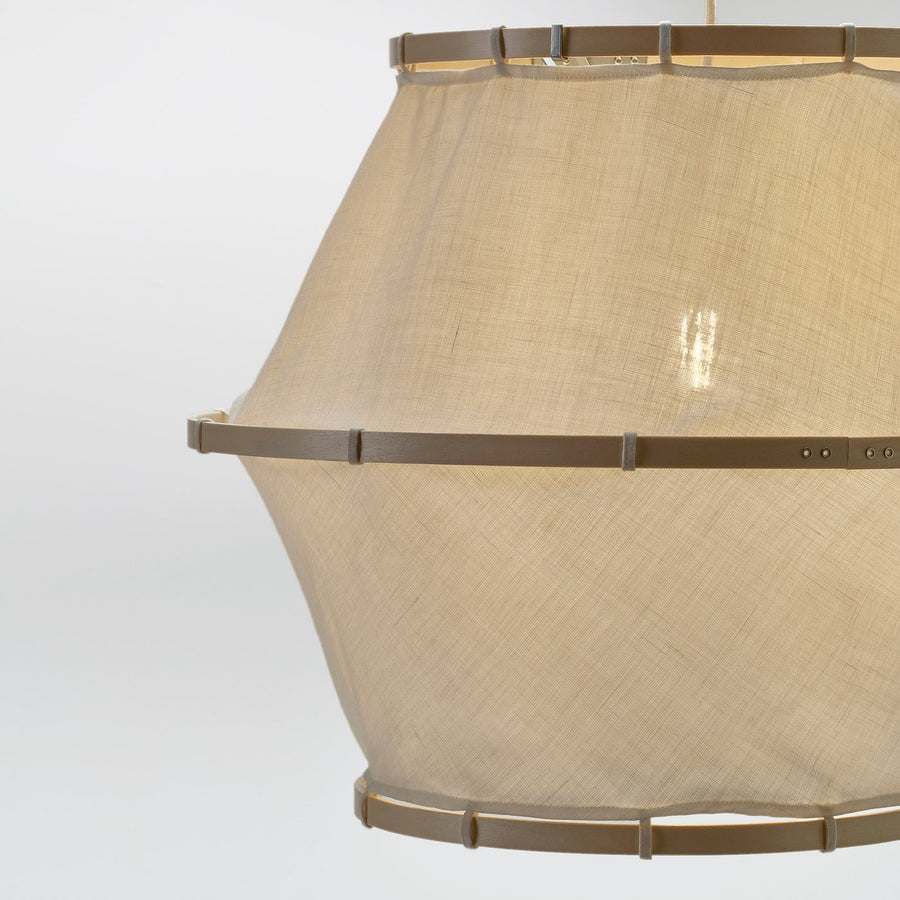 BÄCKMÄRKE pendant lamp, white textile/wood, 54 cm