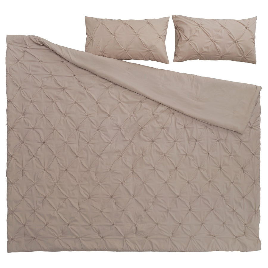 BÄGARKLOCKA comforter set, grey-beige, 240x220/50x80 cm