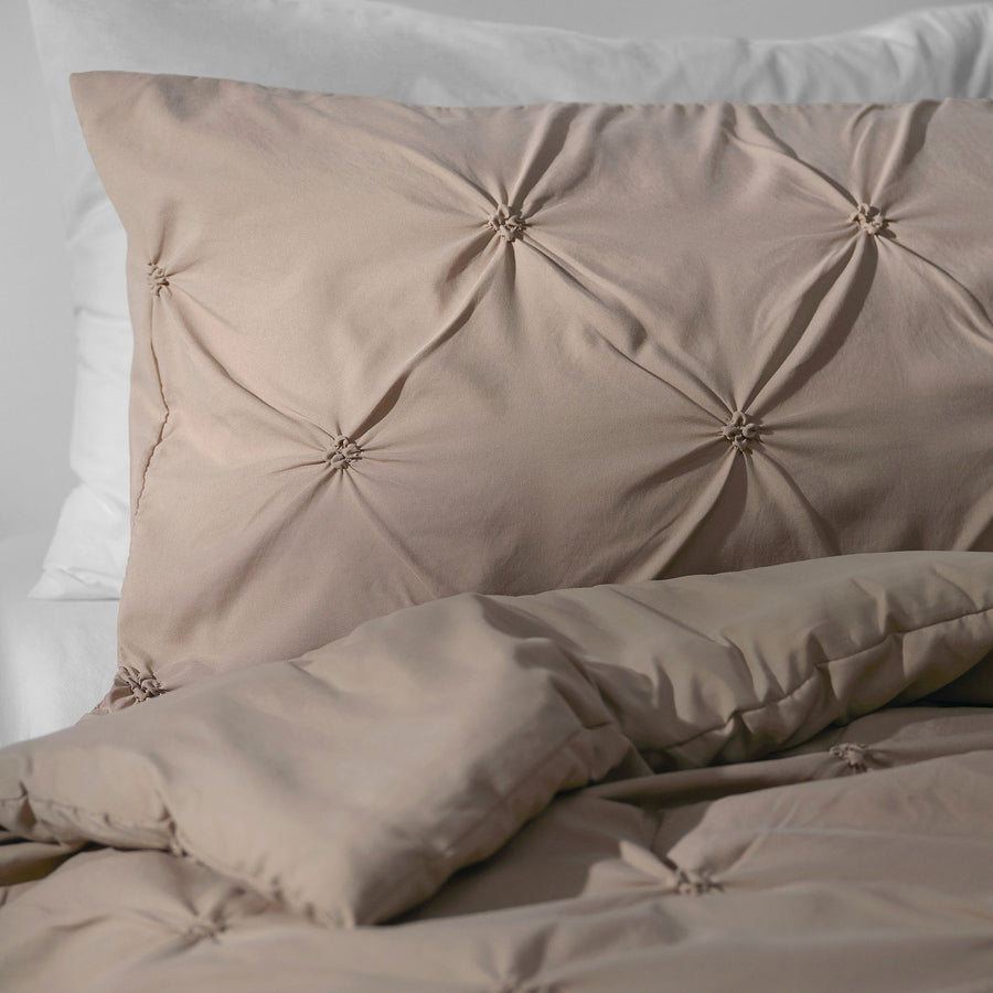 BÄGARKLOCKA comforter set, grey-beige, 150x200/50x80 cm