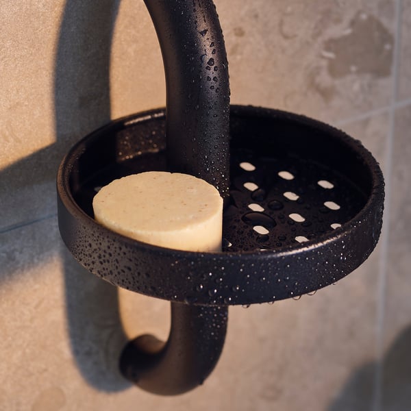 BÄSINGEN shower shelf, anthracite, 16x29 cm