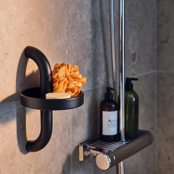BÄSINGEN shower shelf, anthracite, 16x29 cm