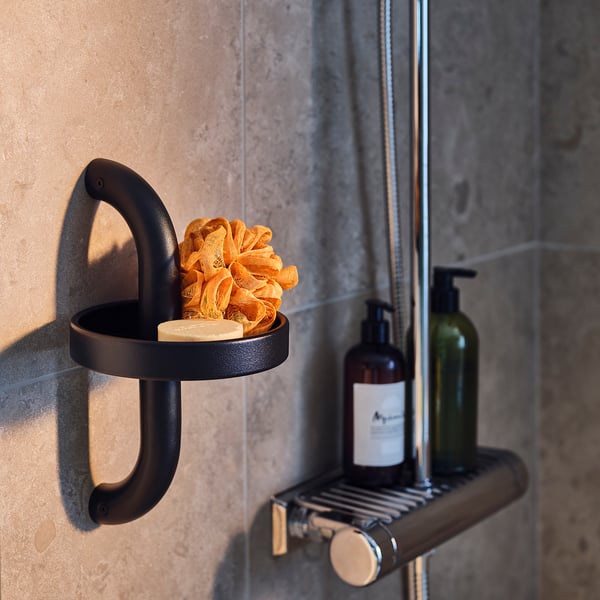 BÄSINGEN shower shelf, anthracite, 16x29 cm