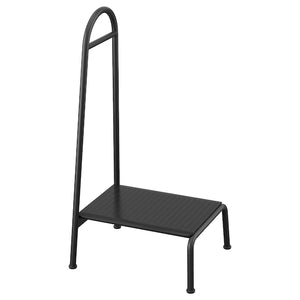 BÄSINGEN step stool with handrail, anthracite, 48x90x39 cm