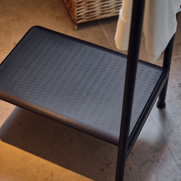 BÄSINGEN step stool with handrail, anthracite, 48x90x39 cm