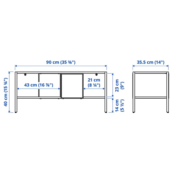 BAGGEBO TV storage combination, metal/white, 174x35x160 cm