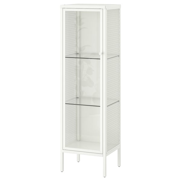 BAGGEBO glass-door cabinet, metal/white, 34x30x116 cm
