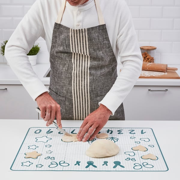 BAKTRADITION baking mat, white/turquoise, 61x46 cm