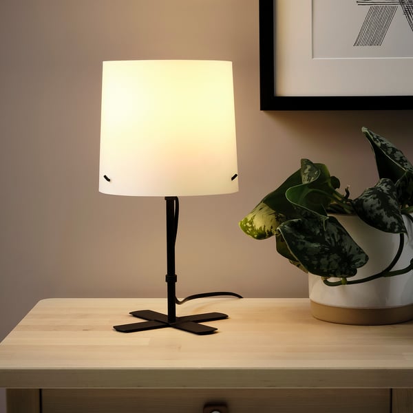 BARLAST table lamp, black/white, 31 cm