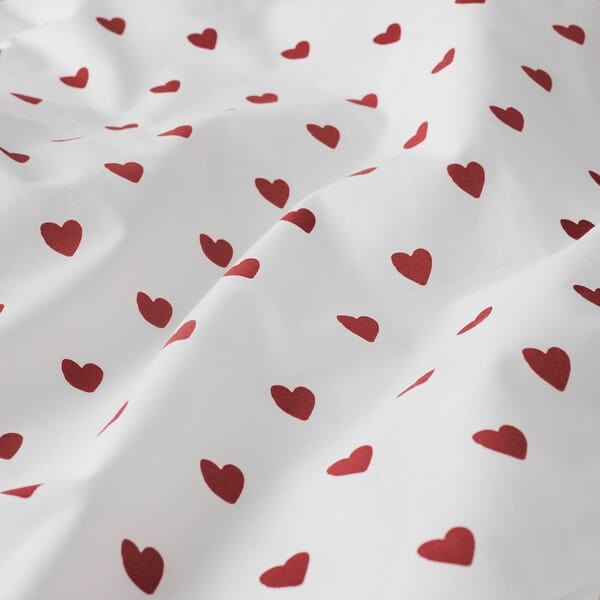 Ikea BARNDRÖM - Duvet cover 1 pillowcase for cot, heart pattern/white red, 110x125/35x55 cm