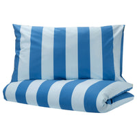 BARNDRÖM duvet cover and pillowcase, blue green/stripe pattern, 150x200/50x80 cm