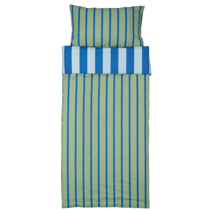 BARNDRÖM duvet cover and pillowcase, blue green/stripe pattern, 150x200/50x80 cm