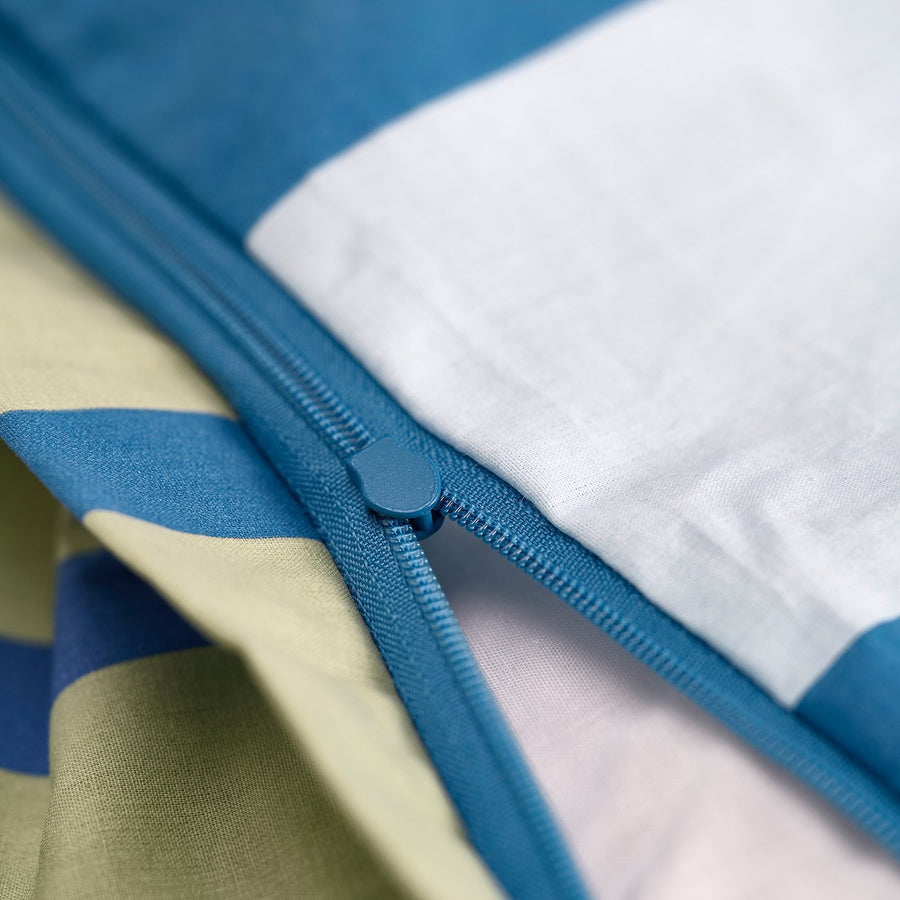 BARNDRÖM duvet cover and pillowcase, blue green/stripe pattern, 150x200/50x80 cm