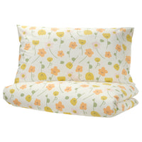BARNDRÖM duvet cover and pillowcase, multicolour/flower pattern, 150x200/50x80 cm