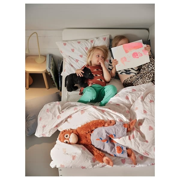 Ikea BARNDRÖM - Duvet cover and pillowcase, heart pattern white/pink, 150x200/50x80 cm