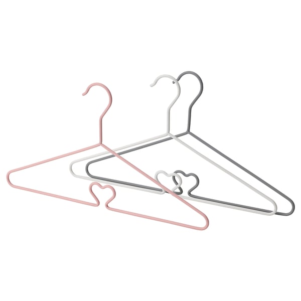BARNDRÖM children's coat-hanger, pink white/grey, 32 cm, 3 pack