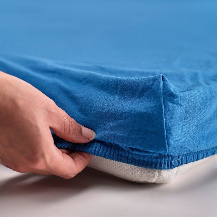 BARNDRÖM fitted sheet for extendable bed, blue, 80x130 cm