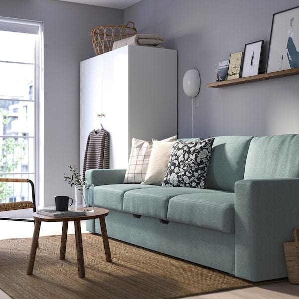 Ikea BÅRSLÖV - 3-seater sofa bed, Tibbleby light grey-turquoise