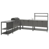 BÅTSKÄR outdoor ktchn w chrcl bbq+sink unit, dark grey, 240x300 cm