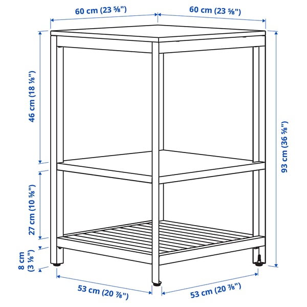 BÅTSKÄR open kitchen unit, outdoor/dark grey, 60x93x60 cm