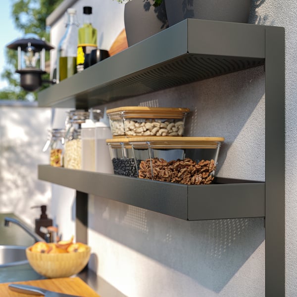 BÅTSKÄR add-on unit with shelves, outdoor/dark grey, 120x70 cm