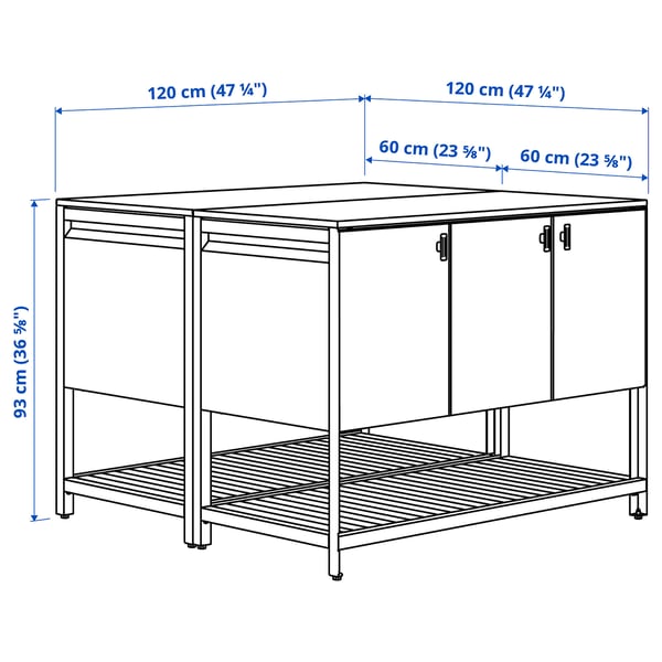 BÅTSKÄR outdoor kitchen island, outdoor/dark grey, 120x93x120 cm