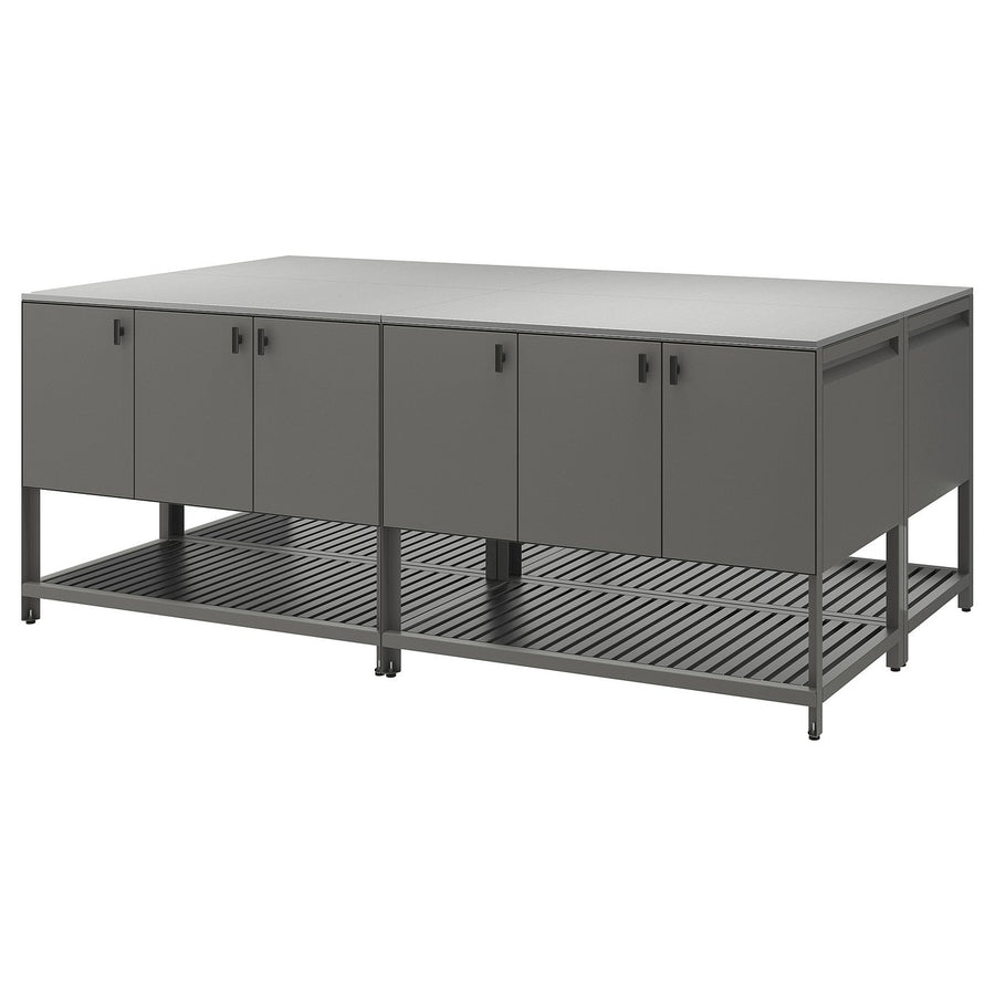 BÅTSKÄR outdoor kitchen island, dark grey, 240x120 cm