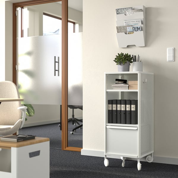 BEKANT storage unit on castors, mesh/white, 41x101 cm