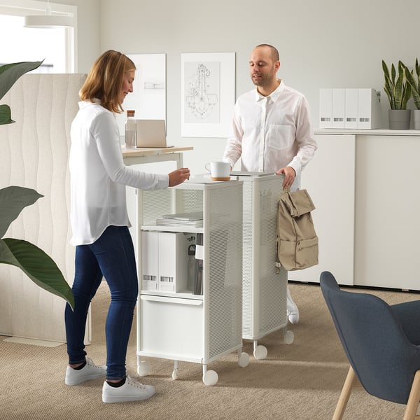 BEKANT storage unit on castors, mesh/white, 41x101 cm