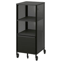 BEKANT storage unit on castors, mesh/black, 41x101 cm