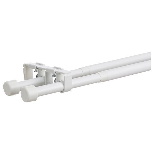 BEKRÄFTA double curtain rod set, white, 120-210 cm 19 mm