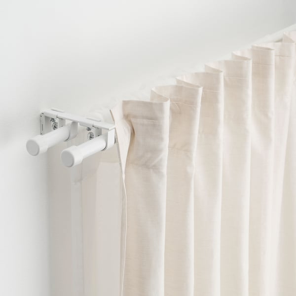 BEKRÄFTA double curtain rod set, white, 120-210 cm 19 mm