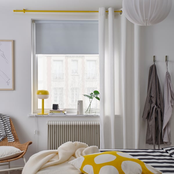 BEKRÄFTA curtain rod set, yellow, 120-210 cm 19 mm