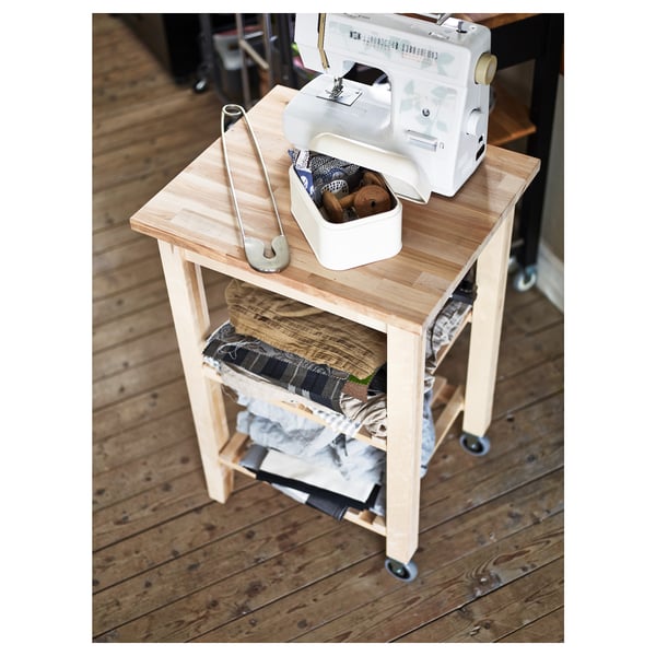 BEKVÄM kitchen trolley, beech, 58x50 cm