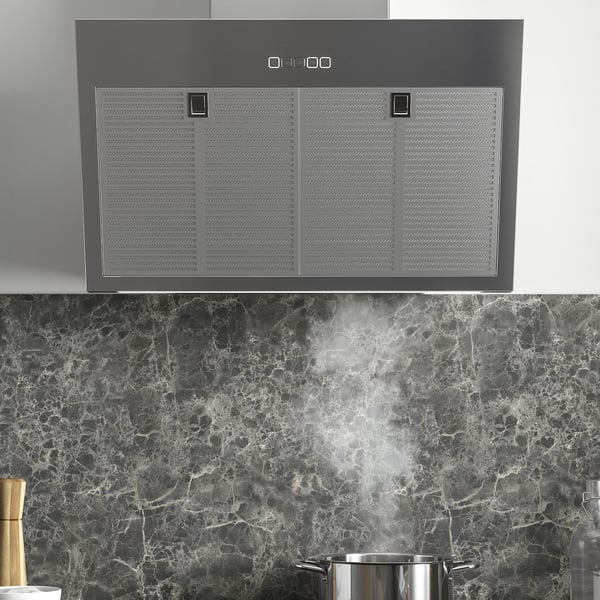 BEMÖTA wall mounted extractor hood, stainless steel colour, 70 cm