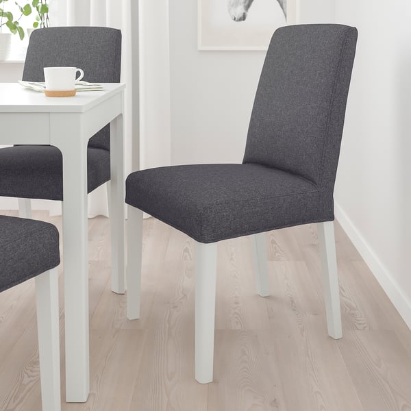 BERGMUND chair, white/Gunnared medium grey, 52x95x59 cm, 4 pack