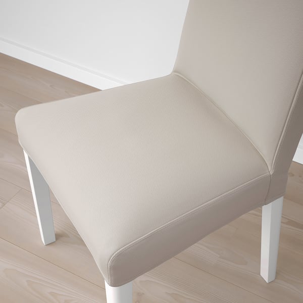 BERGMUND chair, white/Hallarp beige, 52x96x59 cm