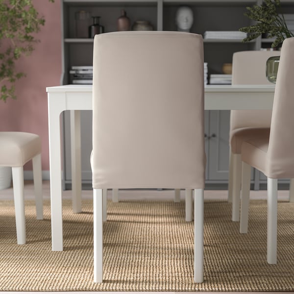 BERGMUND chair, white/Hallarp beige, 52x96x59 cm