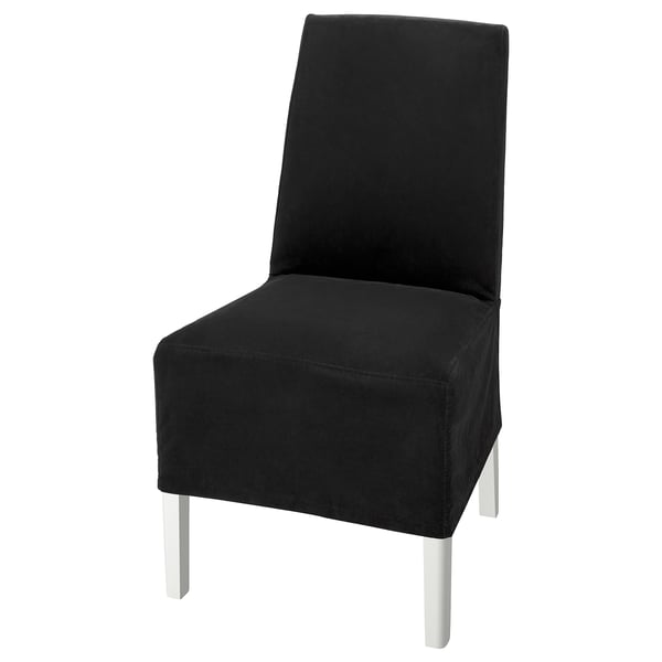 BERGMUND chair w medium long cover, white/Djuparp dark grey, 52x95x59 cm